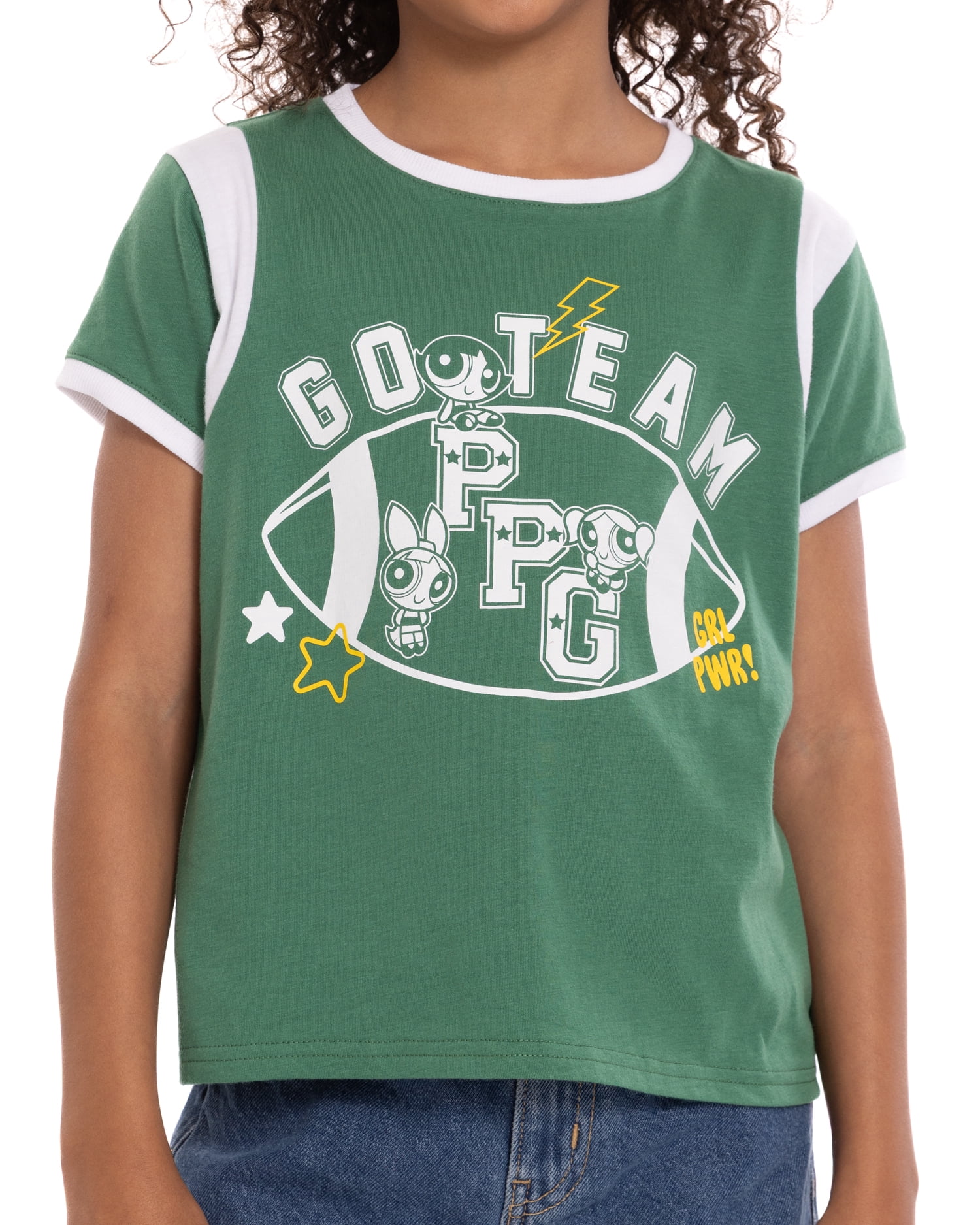 Powerpuff Girls Girls Graphic Game Day Tee with Short Sleeves, Sizes 4-16