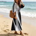 thumbnail image 6 of Ayolanni V-Neck Dresses for Women 3/4 Sleeve Geometric Print A-Line Maxi Dress Dressy Work Formal Ruffle Long Dress Black L, 6 of 7