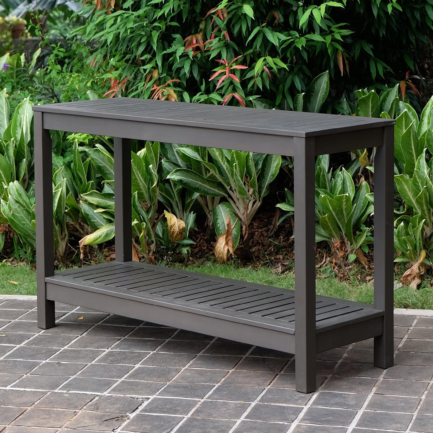Cambridge Casual Sailendra Collection Wood Outdoor Console Table, Dark Gray