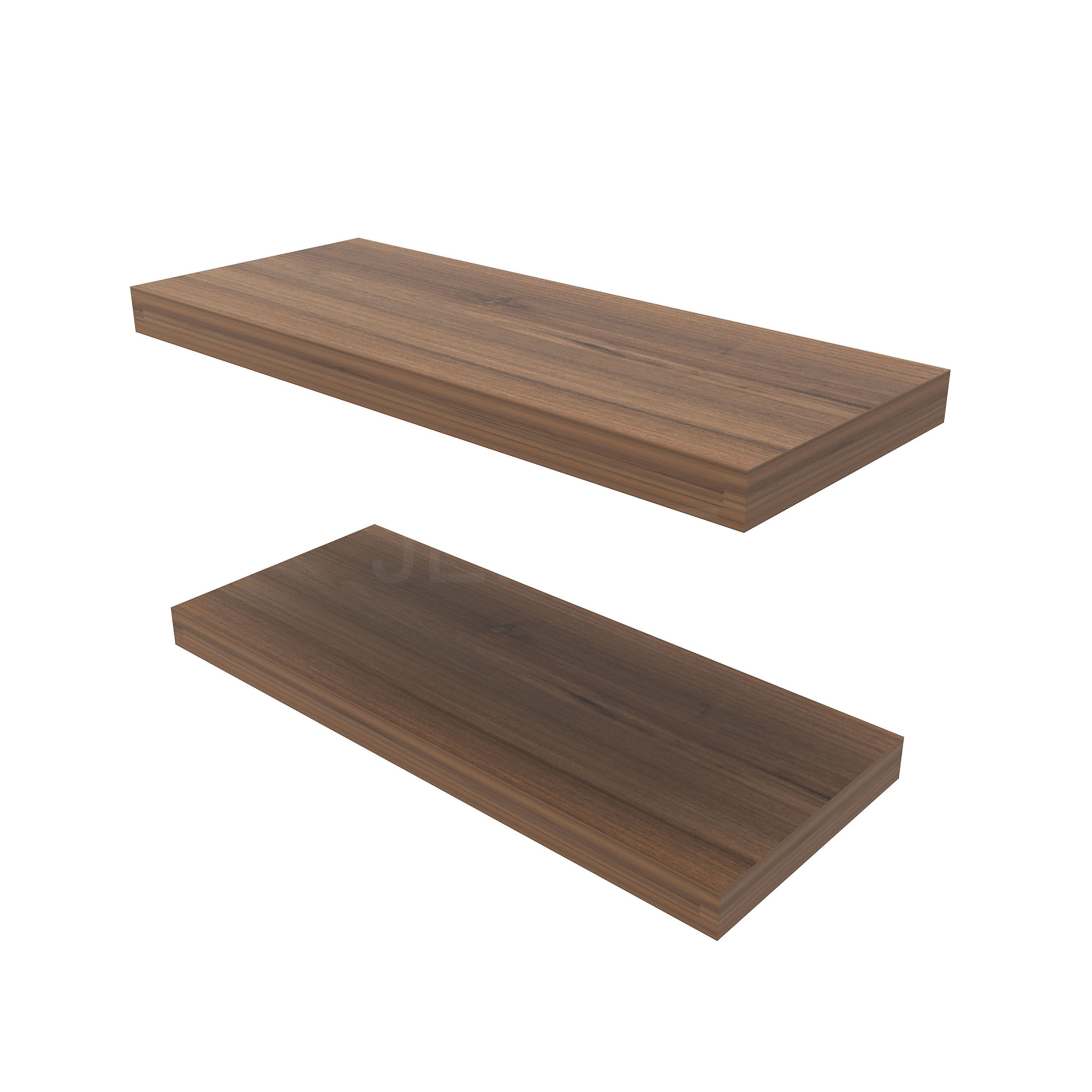 JERFIT Floating Shelves Set of 2, 32-Inch Wall Mounted Shelves for Modern Home, Invisible Floating Shelf with Large Display Space, Walnut Melamine Finish
