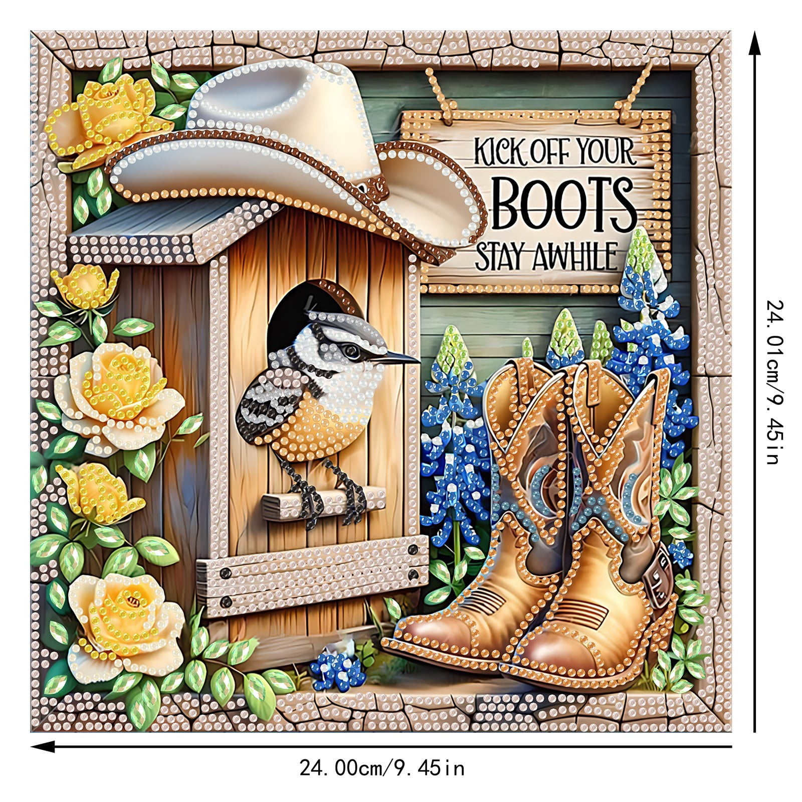 FLOPESN DIY Diamond Art Painting Creative,9.84*9.84in Bird's Nest Boots Design, Acrylic Material Irregular Shape Home Decoration Pendant