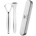 thumbnail image 1 of BEE VIBES Limpiador de Lengua Acero Inoxidable - Tallador limpia lenguas raspador bucal rastrillo de higiene oral, Stainless Steel Tongue Scraper Cleaner (2 Pack+ Estuche), 1 of 6