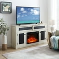 thumbnail image 5 of Embossed Pattern 23" Fireplace Insert, Space-Saving TV Stand Media Console for Living Room & Bedroom 58"W Realistic Fireplace Charm & Spacious Storage, 5 of 11