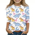 thumbnail image 2 of T Shirts Kids Girls Funny Graphic Crewneck 3/4 Sleeve Teenage Girls Tshirts Summer Comfy Cute Cartoon Casual Jogging Athletic Tops 6-7 Years Multicolor, 2 of 5