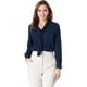 thumbnail image 1 of INSPIRE CHIC Blusa Elegante De Oficina De Trabajo Para Mujer, Camisa Plisada Con Cuello De Lazo Y Manga Larga Azul marino L, 1 of 6
