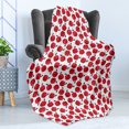 thumbnail image 4 of Autumn Soft Flannel Fleece Throw Blanket, Watercolor Look Hand Drawn Warm Colored Ripe Apples Minimal Pattern, Cozy Plush for Indoor and Outdoor Use, 70" x 90", Dark Pink and Dark Coral, by Ambesonne, 4 of 5