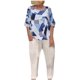 thumbnail image 1 of Blusas de dos piezas con cuello redondo y media manga estampadas de verano para mujer y pantalones largos sólidos Wmkox8yi bvn1017, 1 of 8