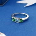 thumbnail image 4 of Gem Stone King 925 Sterling Silver 3-Stone Ring Round Persian Blue Moissanite and Nano Emerald Green (1.10 Cttw, Size 6), 4 of 4