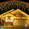 thumbnail image 3 of Cortina de luces LED con forma de carámbano para Navidad, para exteriores, 4 m (ancho) x 0,6 m (alto), luces de cadena de hadas con destellos blancos, alambre transparente, decoraciones de Año Nuevo, 3 of 5