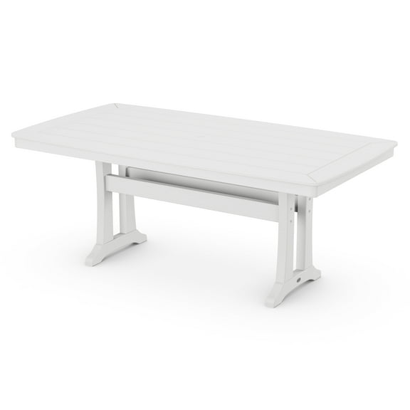 POLYWOOD 73" Rectangle Trestle Dining Table, White