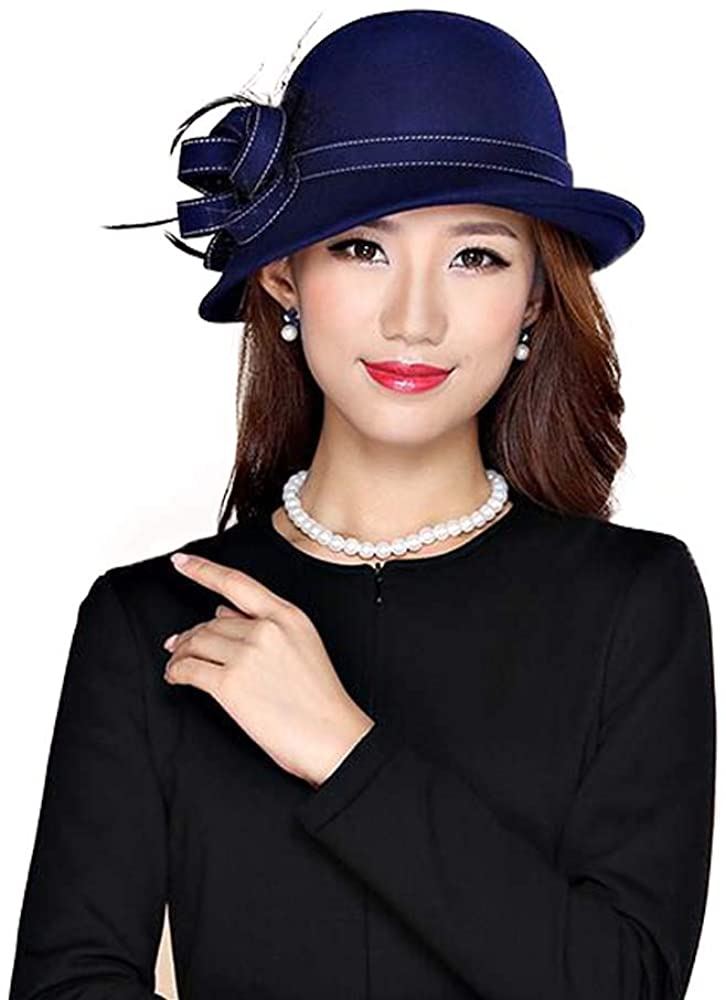 Wool Fedora Hats for Women Wide Brim 
