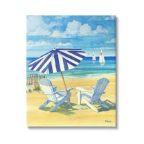 Stupell Industries Summer Shade Beach Scene Nature Painting Gallery Wrapped Canvas Print Wall Art, 24 x 30