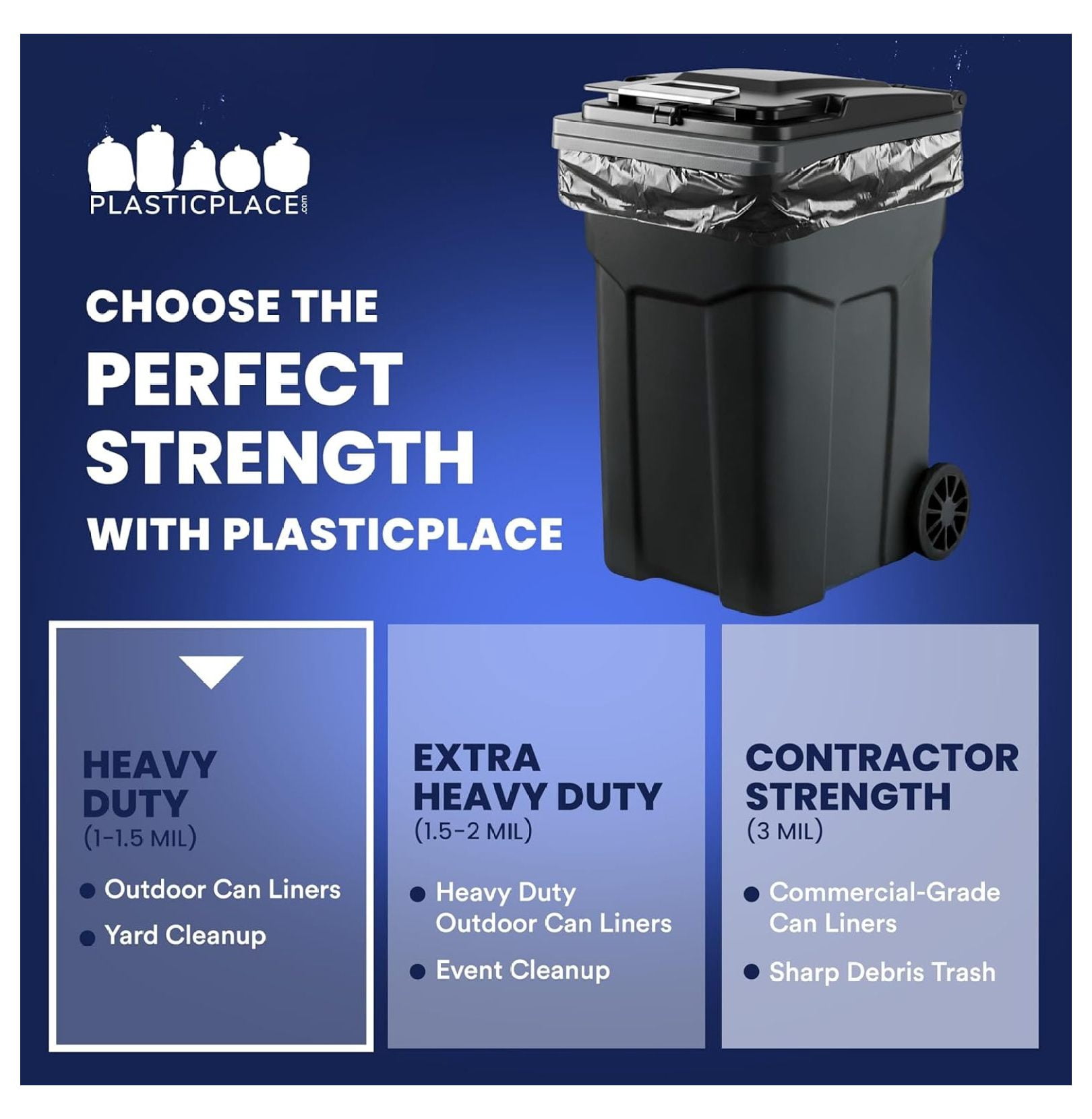 95-96 Gallon Trash Bags Heavy Duty - 50 Count - Puncture Resistant Garbage Bags for Rollaway Cans & Drums - Durable Large Plastic Bags