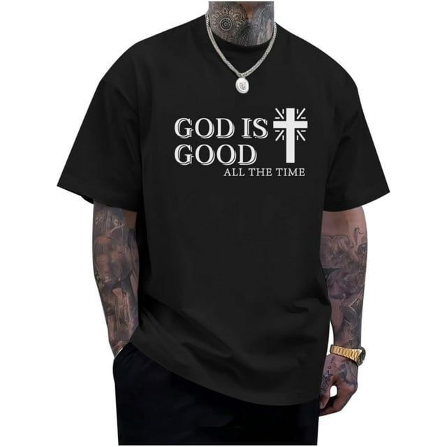 God is Good Shirt Christian Jesus Cross T Shirts for Men Religious Faith Inspirational Vintage Oversized Graphic Tees, Casual Sporty Tee, Summer Gifts