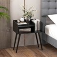 thumbnail image 3 of JWRWEFA Set of 2 Mid Century Modern End Tables with Open Shelves, Bedside Tables with Metal Support Legs, Small Nightstands for Bedroom, Living Room & Office, Black, 3 of 10