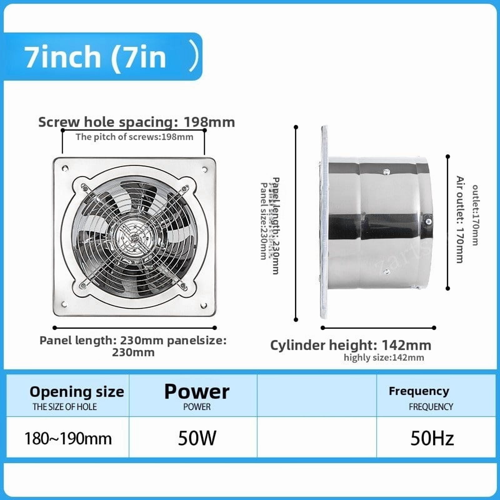 6''7''8'' Stainless Steel Kitchen Ventilator Exhaust Fume Household Exhaust Fan Exhaust Fan Wall Ventilator - Quiet Ventilation
