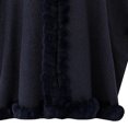 thumbnail image 3 of UTSJKR Women Knit Poncho Cape Open Front Faux Fur Trim Edge Loose Batwing Sleeve Shawl Wrap Coat for Autumn Winter Navy, 3 of 8