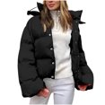 thumbnail image 2 of AOOCHASLIY Women Winter Coat Fashion Women Solid Color Long Sleeve Windproof Padded Clothes Jacket Hooded Coat, 2 of 5