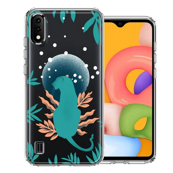 MUNDAZE for Samsung Galaxy A01 Moon Green Jaguar Design Double Layer Phone Case Cover