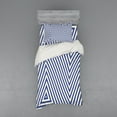 thumbnail image 2 of Ambesonne Geometric Bedding Set 4 Pcs, Triangle and Stripes, Queen, Dark Blue and White, 2 of 3