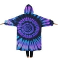 thumbnail image 2 of Oversized Wearable Blanket Hoodie,Blue Purple Tie Dye Mandala Pattern Sherpa Blanket Hoodie with Super Pockets,Super Warm Fuzzy Pullover for Women & Men, 2 of 6