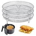 thumbnail image 1 of TidBay Air Fryer Dehydration Rack Stackable Stainless Steel Multi-Layer Dehydrator for Chips Popcorn Fruits Beef Jerky, 1 of 8
