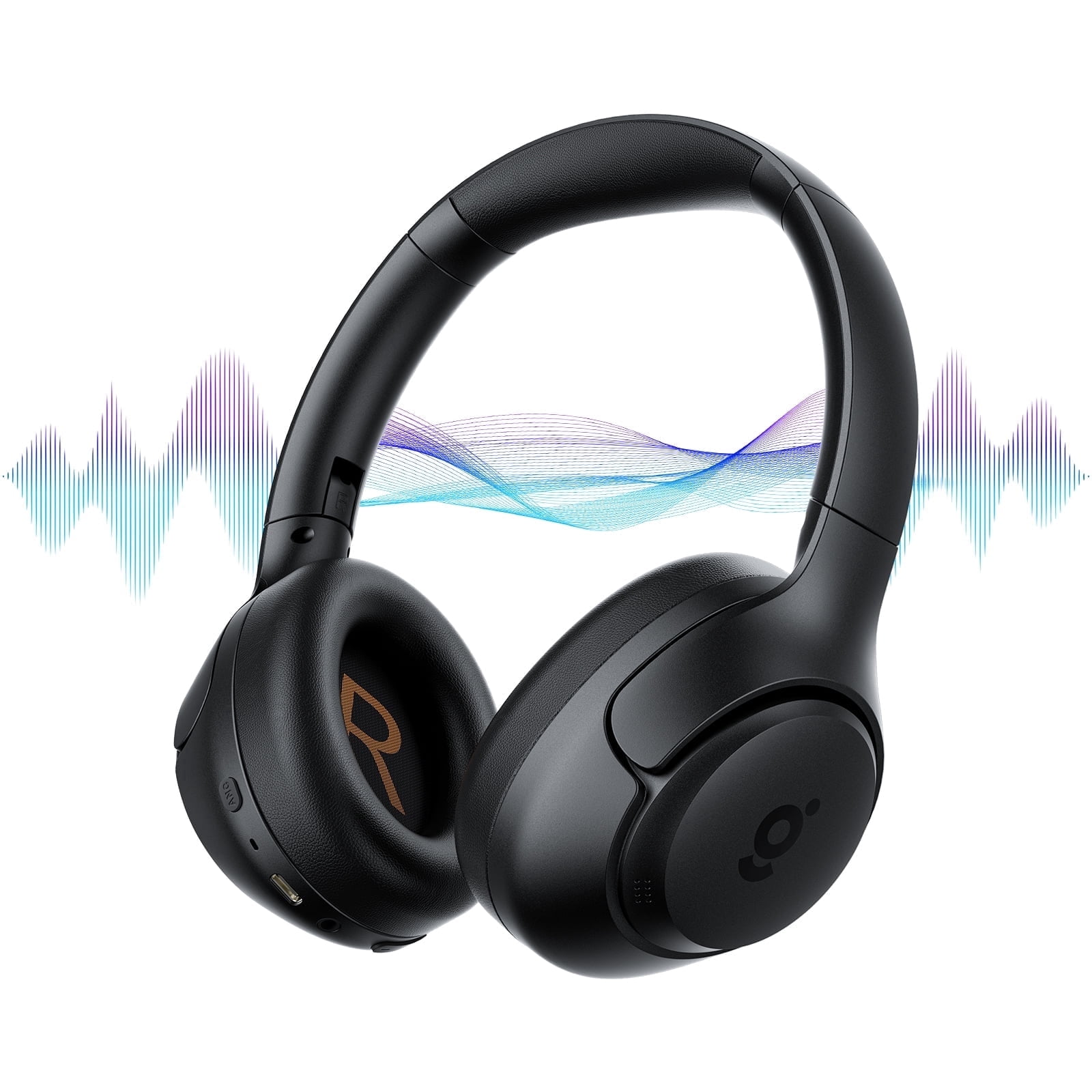 wegear ANC Wireless Bluetooth Over-Ear Headphones,5-Mic,60H Playtime, Deep Bass,Active Noise Cancellation Headset,Black