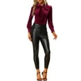 thumbnail image 2 of INSPIRE CHIC Women's Retro Velvet Tie Neck Long Sleeve Casual Work Blouse Top S Burgundy, 2 of 6