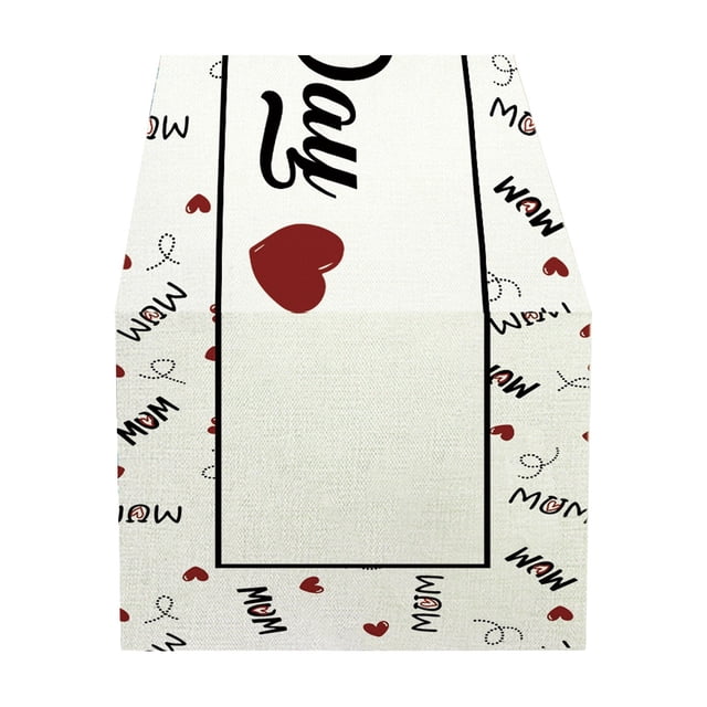 TIELUTT Day Table Runner Letters Flowers Festive Atmosphere Decorative Tablecloth Table Cheesecloth Table Bulk Holiday Runners for Tables Tables for Parties Runners 108 Inches Long Centerpieces for Pa