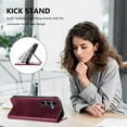 thumbnail image 3 of Allytechgroup for Samsung Galaxy S25 Plus/S25+ Case Folio Stand [RFID Blocking] Wireless Charging Magnetic Wallet Cover with Card Holder/Cash Pocket PU Leather Soft TPU Shockproof Cover, Winered, 3 of 16