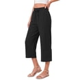 thumbnail image 3 of Fantaslook Women Capri Pants Wide Leg High Waisted Drawstring Capris Summer Casual Linen Cropped Pants with Pockets, 3 of 8