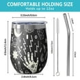 thumbnail image 5 of 12oz Stemless Wine Tumblers Black Gothic Hand Eye Pattern Vacuum Insulated Stainless Steel Travel Tumbler Cups Mug with Lid and Straw for Champaign,Cocktail,Beer with Cleaning Brush, 5 of 5