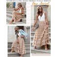 thumbnail image 2 of Women's Tulle Midi Skirt Elastic High Waist A-Line Ruffle Tiered Layered Mesh Puffy Long Maxi Skirt, 2 of 11