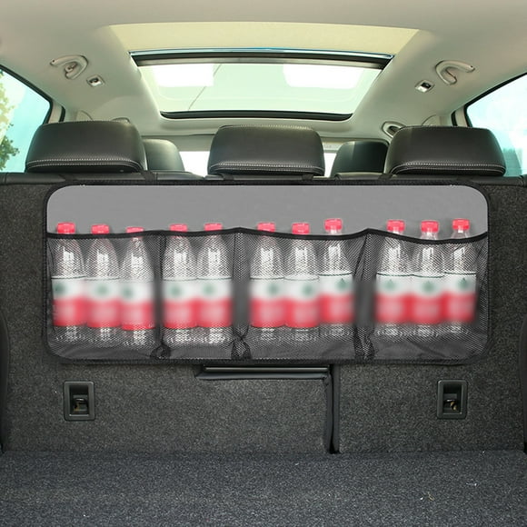 Zootealy Organiseur de Coffre de Voiture Organiseur de Banquette Arrière Grande Capacité Sac de Rangement Suspendu pour Banquette Arrière de Voiture avec Sangles à Boucle Bande Magique 4 Grandes Poches en Maille Gain de Place
