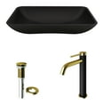thumbnail image 4 of VIGO Matte Shell Hadyn Glass Rectangular Vessel Bathroom Sink in Black with Lexington Faucet and Pop-Up Drain in Matte Gold, 4 of 10