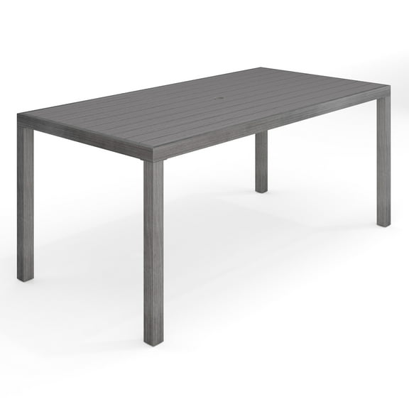 Martha Stewart 71" Indoor-Outdoor Patio Table with Gray Brushed Woodgrain Aluminum Finish