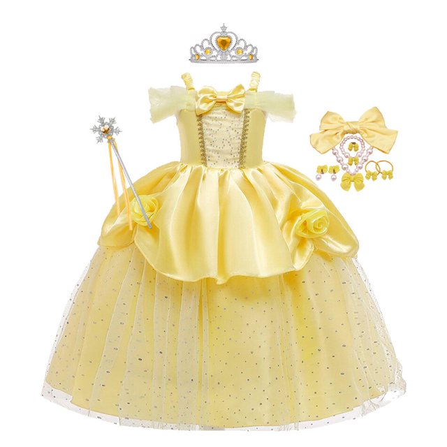 Vestidos de princesa Memraid para niñas, vestido informal de algodón para niños pequeños, Encanto, Bella Durmiente, Blancanieves, disfraces de fiesta de cumpleaños de Minnie Fivean unisex