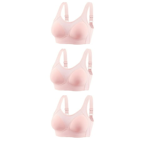 Virmaxy Womens Nursing Bras 3pc Non Steel Ring Gathering Breastfeeding Bra Slip And Polishing Daily Bra Daily Bra Daily Bra Nursing Bras for Breastfeeding and Breast Pumping Hot Pink-A S