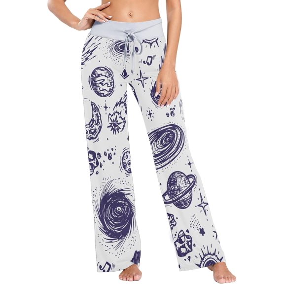 GZHJMY Women's Pajama Pants Cartoon Galaxy Comfy Stretch Sleepwear Womens Wide Leg Pants Casual Loose Yoga Sweatpants Comfy Lounge Pajama, X-Large
