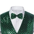 thumbnail image 5 of Men's Sequins Vest Slim Fit 3-Button Christmas Party Vest Shiny Dress Waistcoat for Wedding 80s 90s Prom Outfits (S, Green 03), 5 of 6