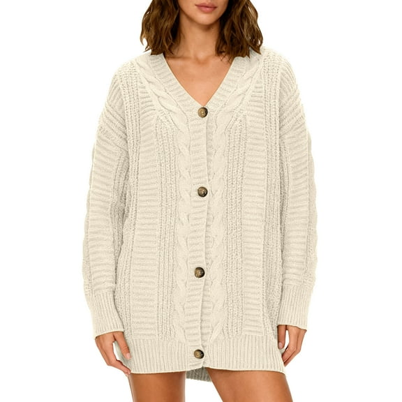 Oversized Sweater Cardigans for Women Loose Button Down V neck Knitted Outerwear Long Sleeve Casual Tunics Jackets