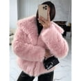 thumbnail image 4 of Abrigo de Piel Sintética para Mujer, Chaqueta de Piel Sintética, Chaqueta de Invierno de Larga con Solapa, Parka Corta Rosa XXL, 4 of 8