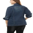 thumbnail image 3 of Unique Bargains Veste en Jean Lavé à Manches Longues pour Femmes Grande Taille avec Boutons devant, 3 of 6