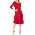 thumbnail image 2 of Women's Casual Loose Fit 3/4 Sleeve Round Neck Jersey Knit A-Line Comfy Solid Midi Dress, 2 of 4