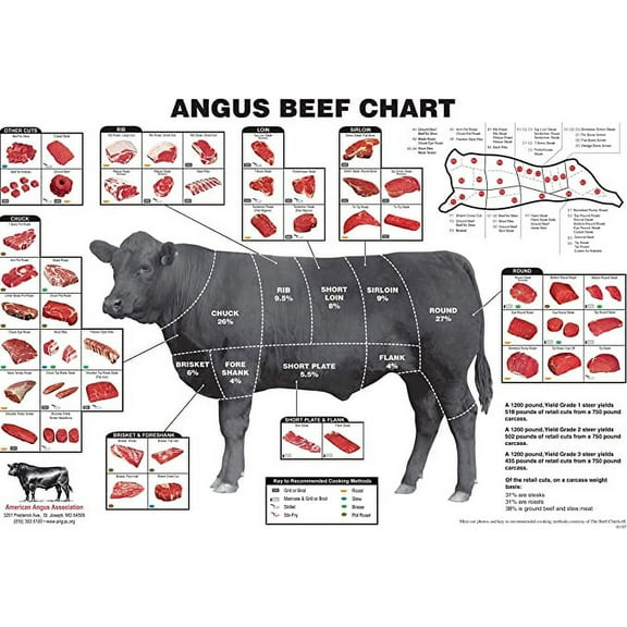 Iconic Arts Angus Beef Cuts Of Meat Chart Poster 18x24