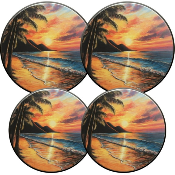Electric Stove Burner Covers,4 Pcs Round Gas Burner Cover,8 and 10 Inch,Coastal Beauty During Sunset Blaze