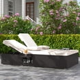 thumbnail image 2 of Gymax Lit de Jour d'Extérieur pour Patio en Osier PE, Double Chaise Longue avec Dossiers Réglables, 2 of 9