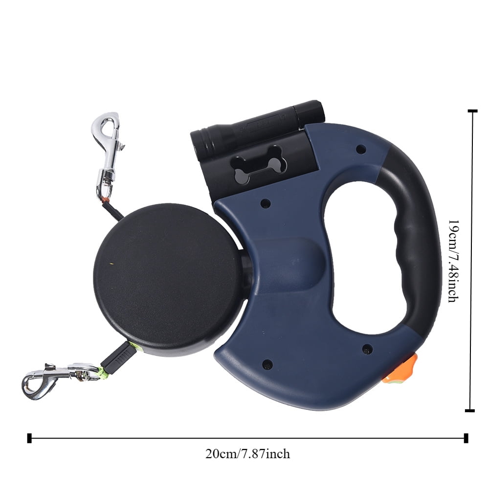 Tow two pet leash with flashlight can automatically rotate telescopic, suitable for small and medium-sized large dogs, go out portable, red