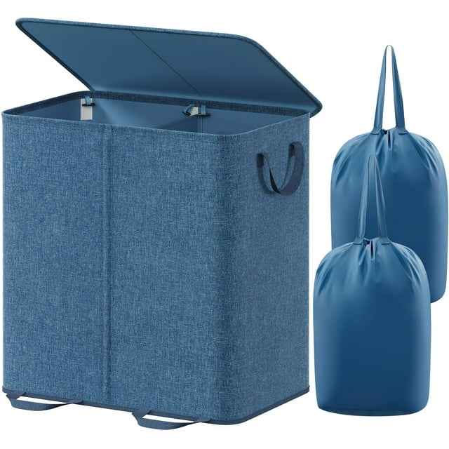 Cesto de ropa Lifewit doble con tapa y bolsas extraíbles 136 L