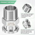 thumbnail image 2 of Uxcell 1-Pack Tri Sanitary 1/2 in Clamp Fittings to 1/2 in NTP Male Thread Stainless Steel Pipe Hexagon Fitting Ferrule OD 25.2mm, 2 of 7